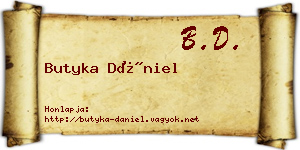 Butyka Dániel névjegykártya
